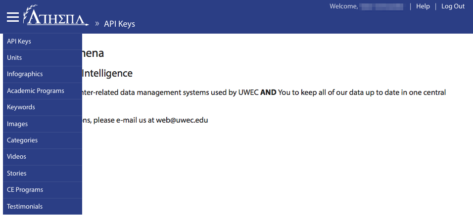 Webpage interface with a blue navigation menu and informational text, including CE Programs.
