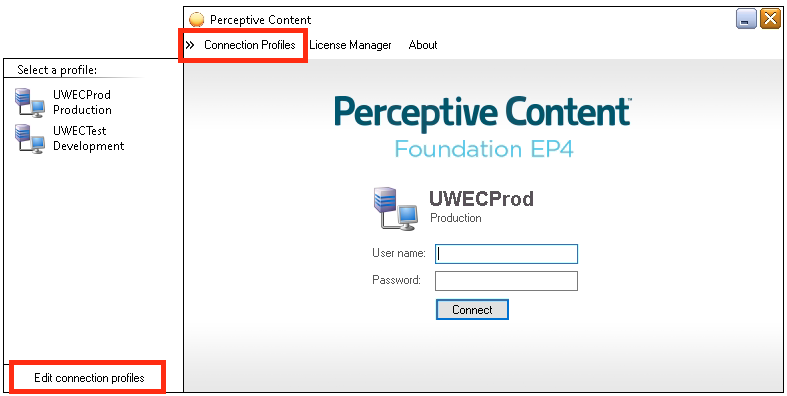 Edit Connection Profiles
