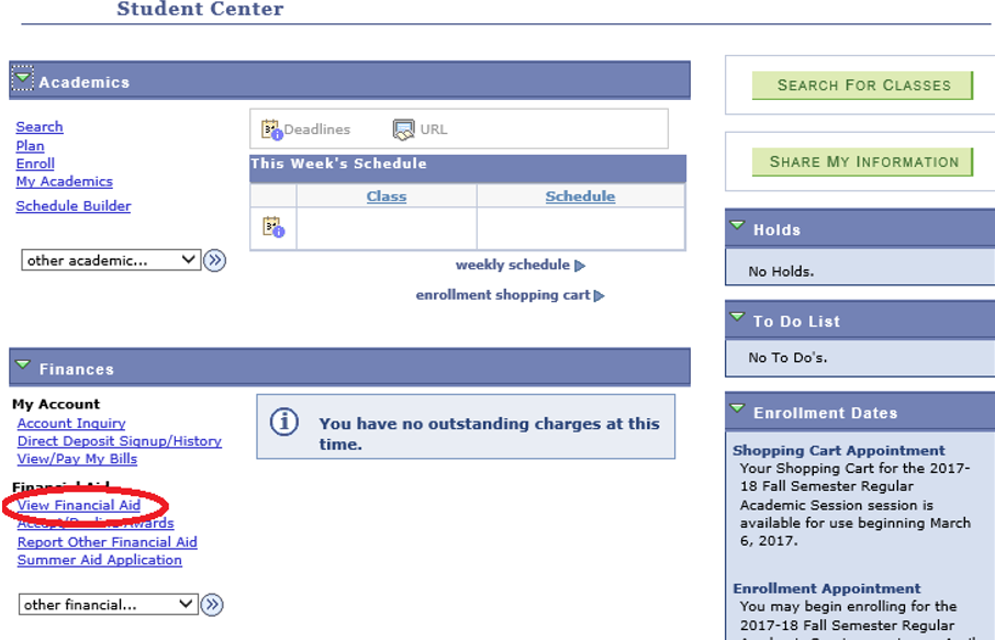 View Financial Aid