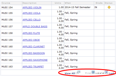 course list