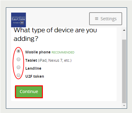 Select device and click Continue