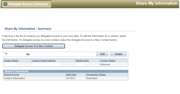 Delegate Access to a new contact