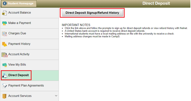Direct Deposit Signup